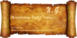 Nussbaum György névjegykártya
